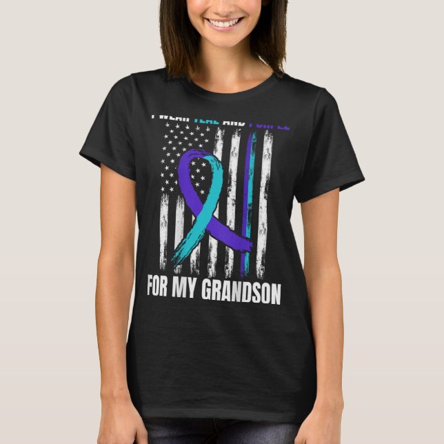 Camiseta In Memory Of My Grandson Suicide Awareness Flag Ba (Anverso)