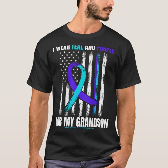 Camiseta In Memory Of My Grandson Suicide Awareness Flag Ba (Anverso)