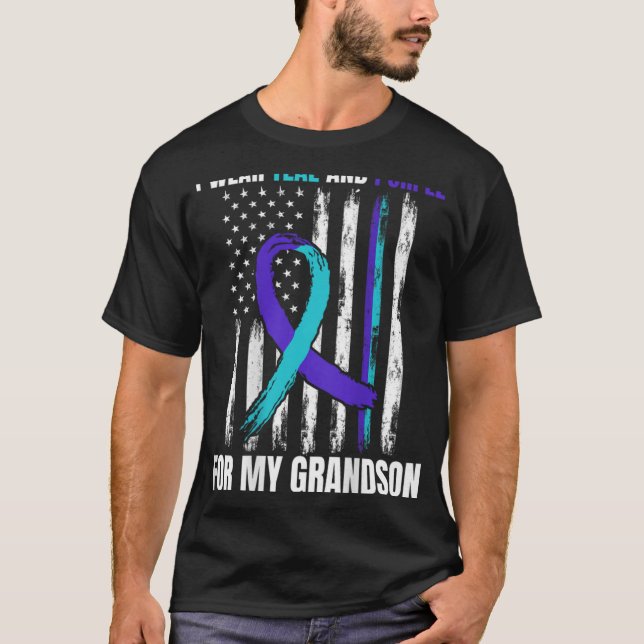 Camiseta In Memory Of My Grandson Suicide Awareness Flag Ba (Anverso)