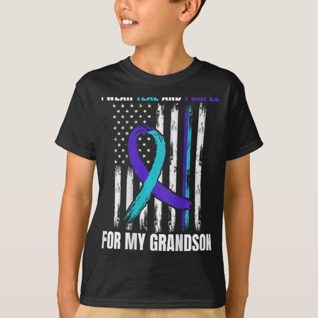 Camiseta In Memory Of My Grandson Suicide Awareness Flag Ck (Anverso)