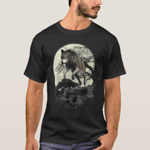 Camiseta In Moon Light Cool Full Dog Pup Howling Tee