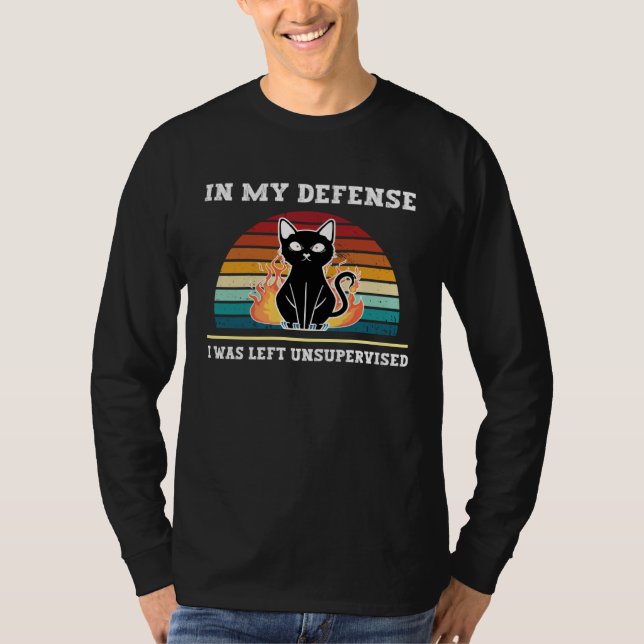 Camiseta In My Defense I Was Left Unsupervised Retro Cat Fu (Anverso)