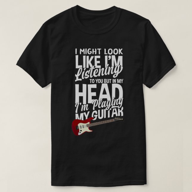 Camiseta In My Head I'm Playing My Guitar Funny Guitarist  (Diseño del anverso)