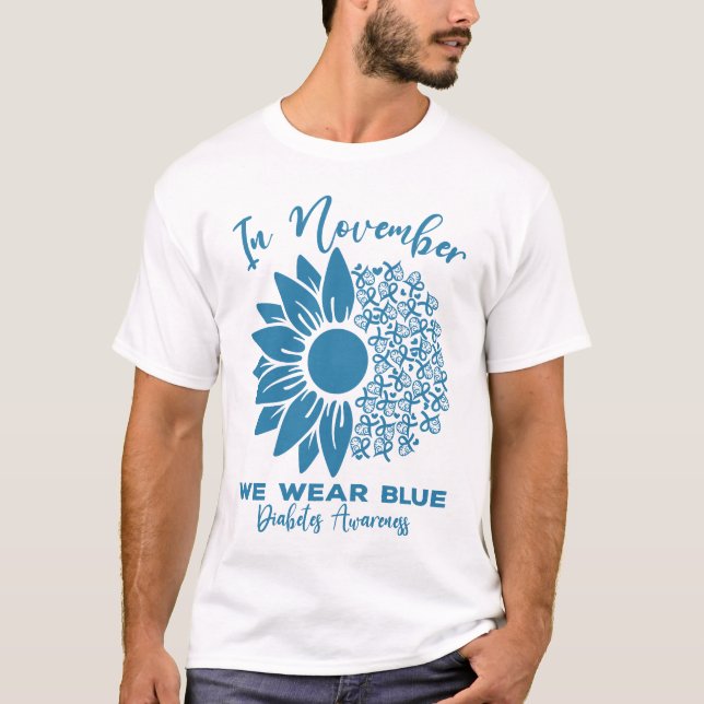 Camiseta In November We Wear Blue Diabetes Awareness Flower (Anverso)