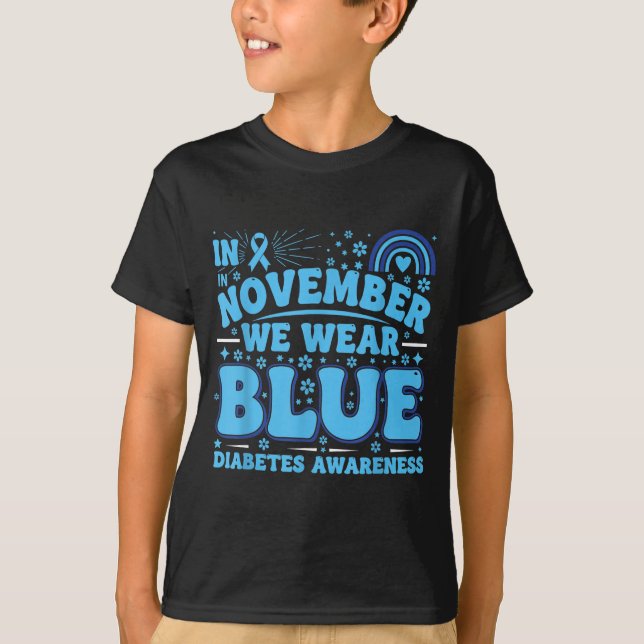 Camiseta In November We Wear Blue Diabetes Awareness Ribbon (Anverso)