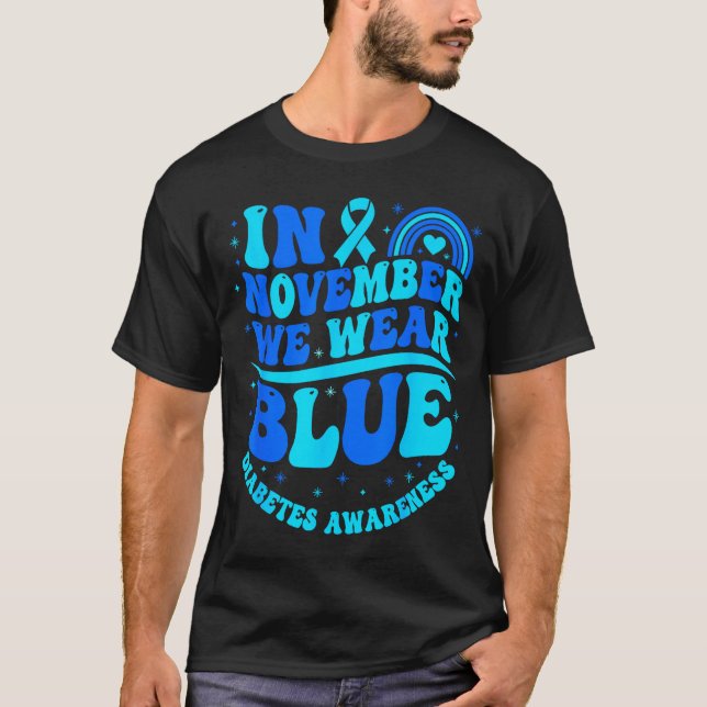 Camiseta In November We Wear Blue Diabetes Awareness Ribbon (Anverso)