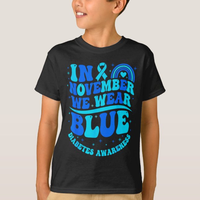Camiseta In November We Wear Blue Diabetes Awareness Ribbon (Anverso)