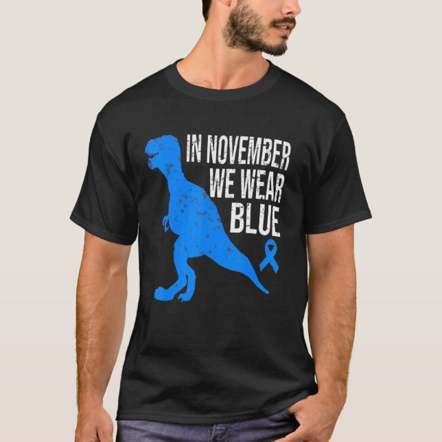 Camiseta In November We Wear Blue Diabetes Trex Dino Kids T (Anverso)