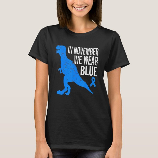 Camiseta In November We Wear Blue Diabetes Trex Dino Kids T (Anverso)