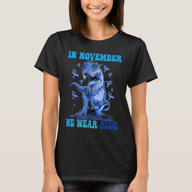 Camiseta In November We Wear Blue Dinosaur Diabetes Awarene (Anverso)