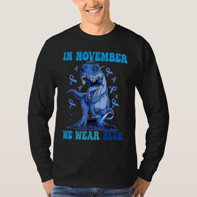 Camiseta In November We Wear Blue Dinosaur Diabetes Awarene (Anverso)