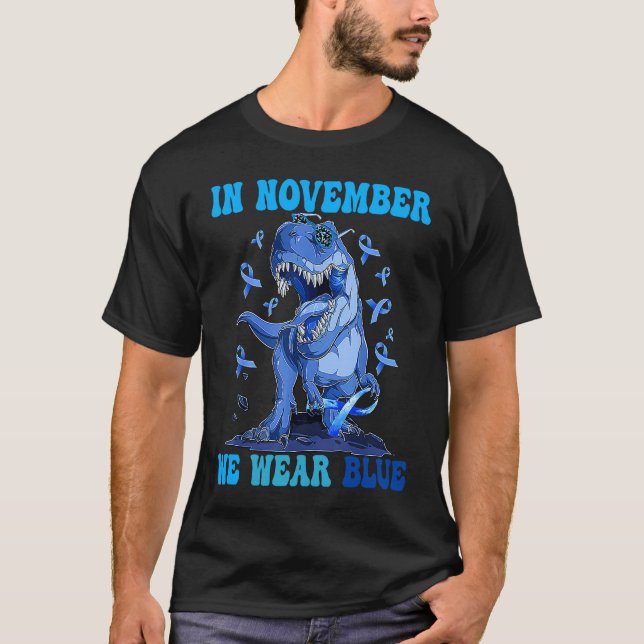 Camiseta In November We Wear Blue Dinosaur Diabetes Awarene (Anverso)