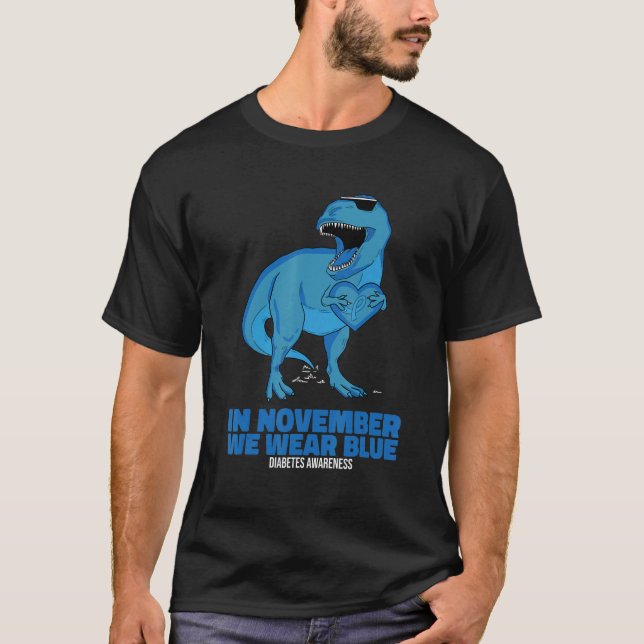 Camiseta In November We Wear Blue Rex Dinosaurs Diabetes Aw (Anverso)