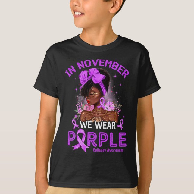 Camiseta In November We Wear Purple Black Women Epilepsy Aw (Anverso)