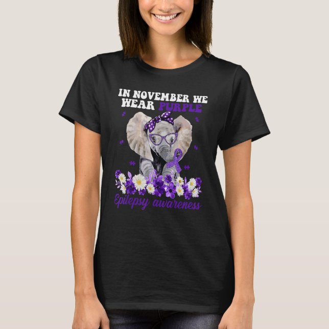 Camiseta In November We Wear Purple Elephant Epilepsy Aware (Anverso)