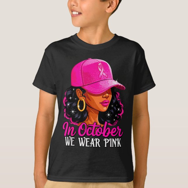Camiseta In October We Wear Nk Black Women Breast Cancer Aw (Anverso)