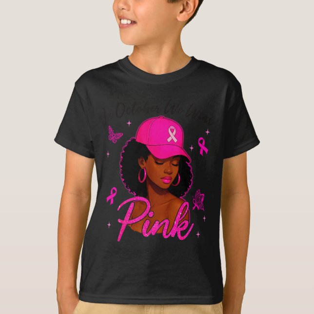 Camiseta In October We Wear Nk Black Women Breast Cancer Aw (Anverso)