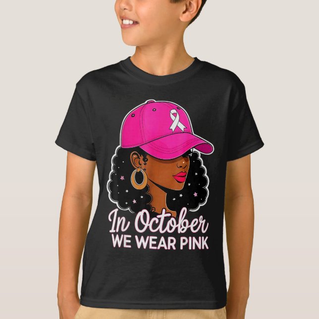 Camiseta In October We Wear Nk Black Women Breast Cancer Aw (Anverso)