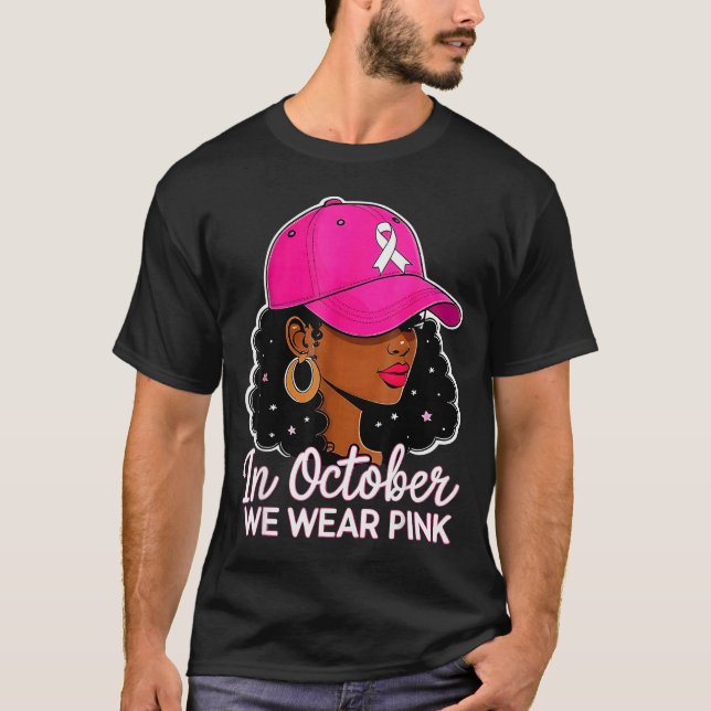 Camiseta In October We Wear Nk Black Women Breast Cancer Aw (Anverso)