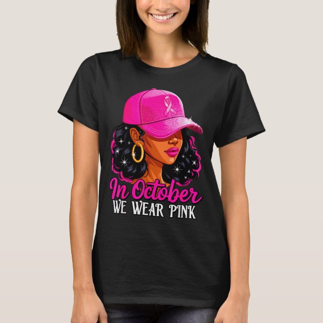 Camiseta In October We Wear Nk Black Women Breast Cancer Aw (Anverso)
