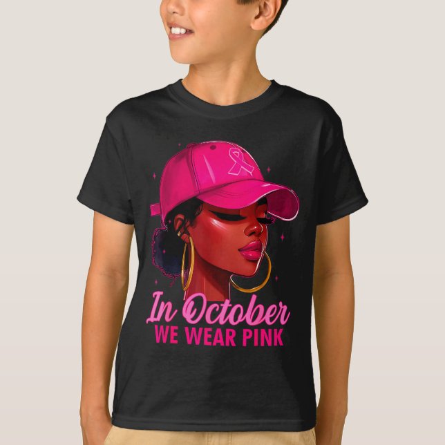Camiseta In October We Wear Nk Black Women Breast Cancer Aw (Anverso)