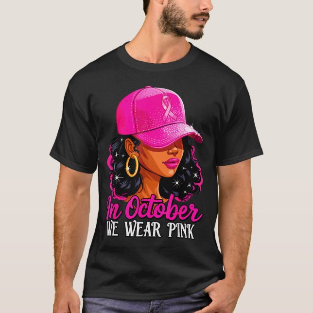 Camiseta In October We Wear Nk Black Women Breast Cancer Aw (Anverso)