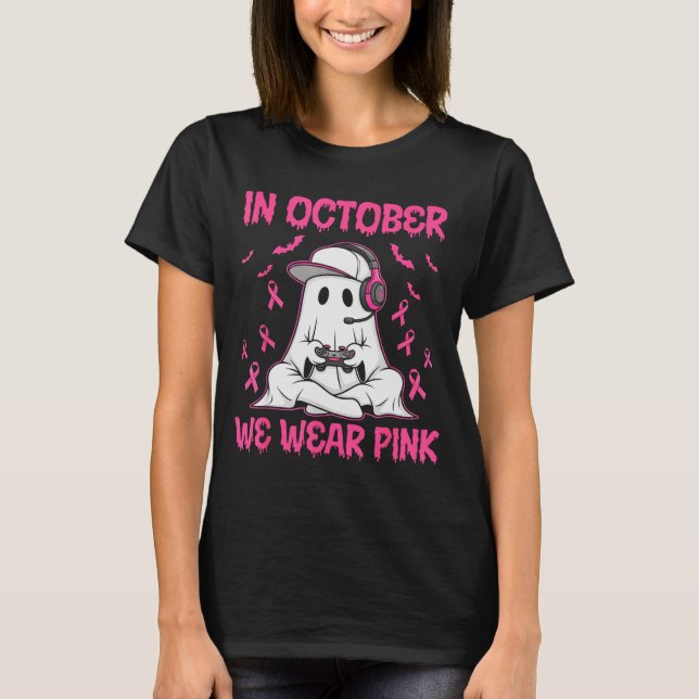 Camiseta In October We Wear Nk Breast Cancer Gaming Ghost Y (Anverso)