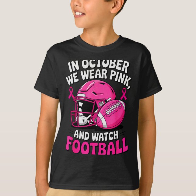 Camiseta In October We Wear Nk Breast Football Cancer Aware (Anverso)