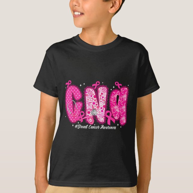 Camiseta In October We Wear Nk Cna Nurse Breast Cancer Awar (Anverso)