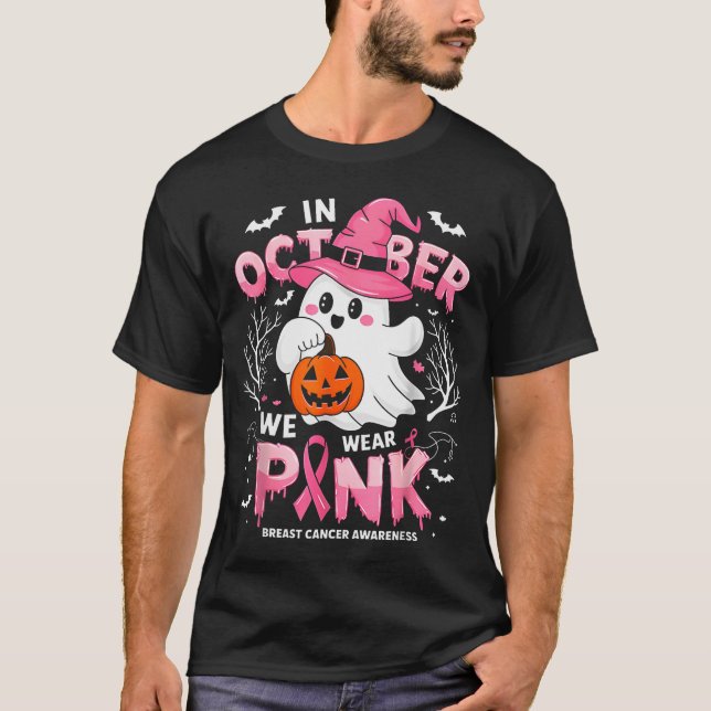 Camiseta In October We Wear Nk Funny Halloween Ghost Breast (Anverso)