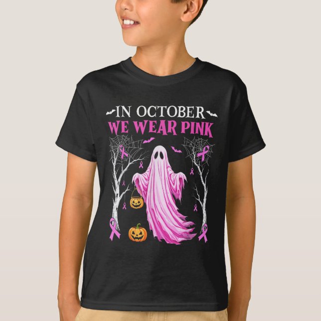 Camiseta In October We Wear Nk Ghost Boo Breast Cancer Wome (Anverso)
