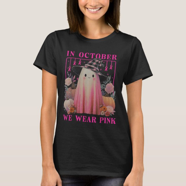 Camiseta In October We Wear Nk Ghost Halloween Breast Cance (Anverso)