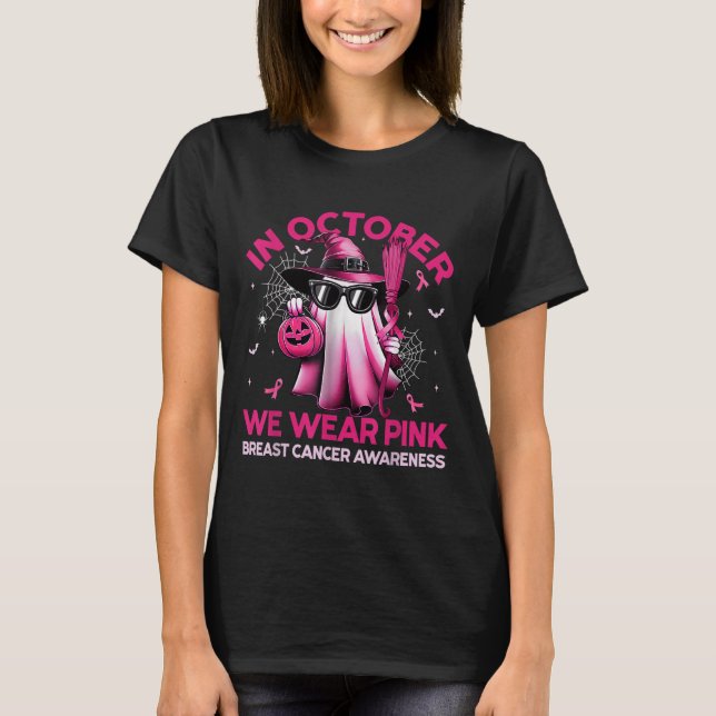 Camiseta In October We Wear Nk Ghost Witch Breast Cancer Aw (Anverso)