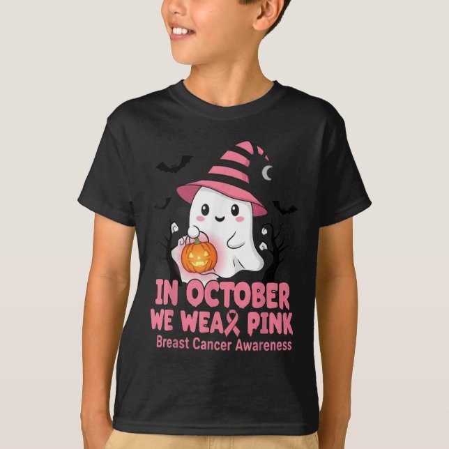 Camiseta In October We Wear Nk Ghost Witch Breast Cancer Aw (Anverso)