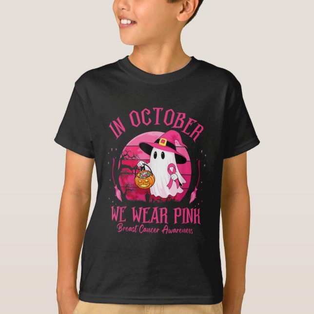 Camiseta In October We Wear Nk Ghost Witch Breast Cancer Aw (Anverso)