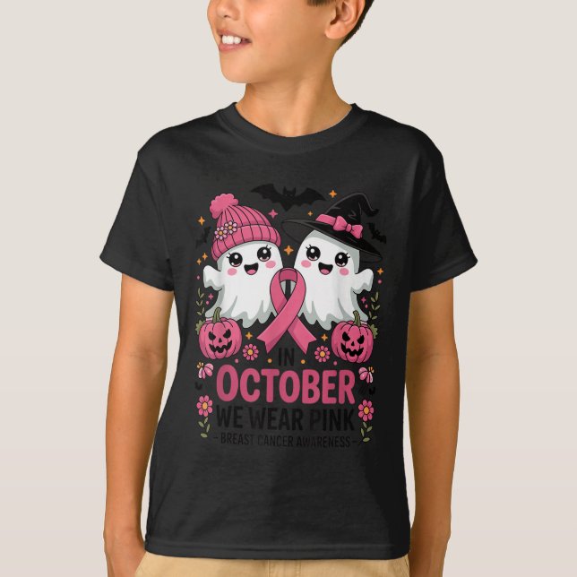 Camiseta In October We Wear Nk Ghost Witch Breast Cancer Aw (Anverso)