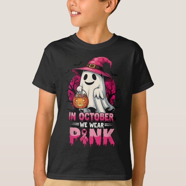 Camiseta In October We Wear Nk Ghost Witch Breast Cancer Aw (Anverso)