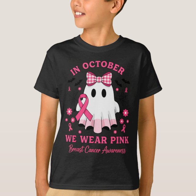 Camiseta In October We Wear Nk Ghost Witch Breast Cancer Aw (Anverso)