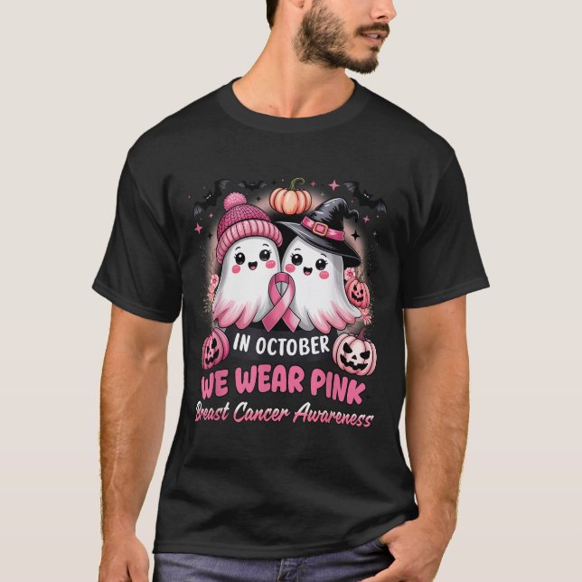 Camiseta In October We Wear Nk Ghost Witch Breast Cancer Aw (Anverso)