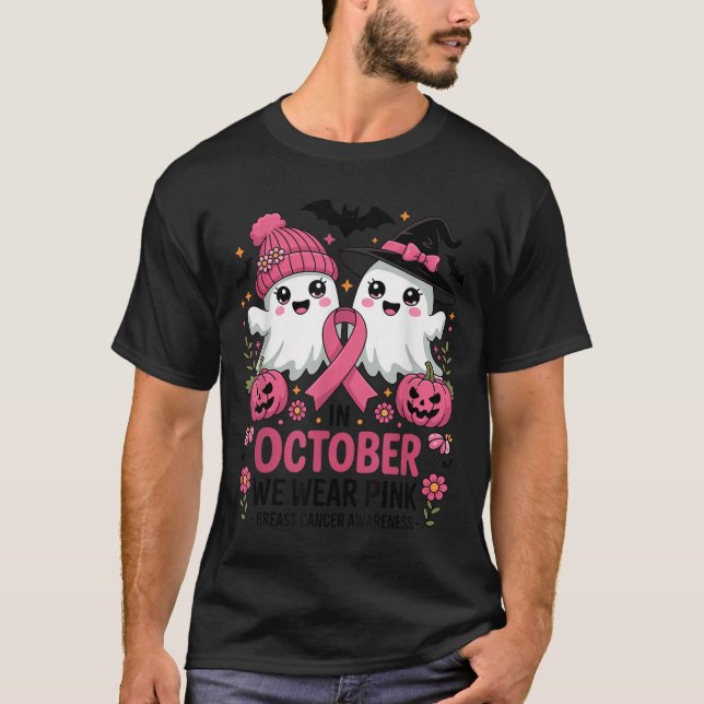 Camiseta In October We Wear Nk Ghost Witch Breast Cancer Aw (Anverso)