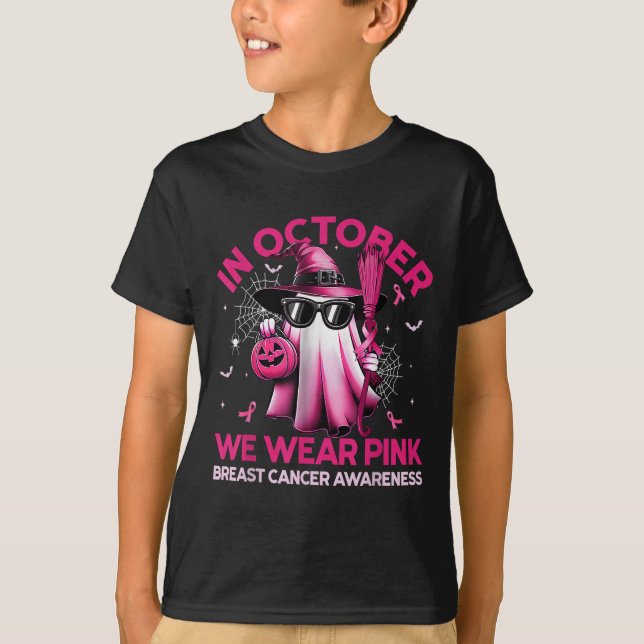 Camiseta In October We Wear Nk Ghost Witch Breast Cancer Aw (Anverso)