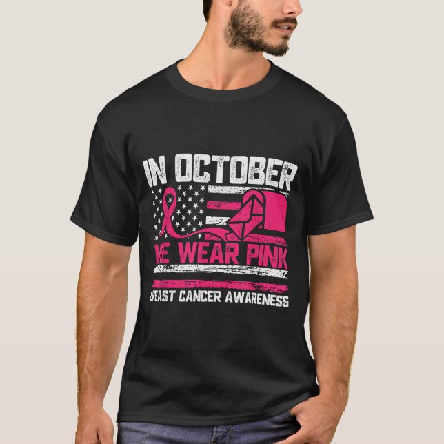 Camiseta In October We Wear Nk Stal Worker Breast Cancer  (Anverso)