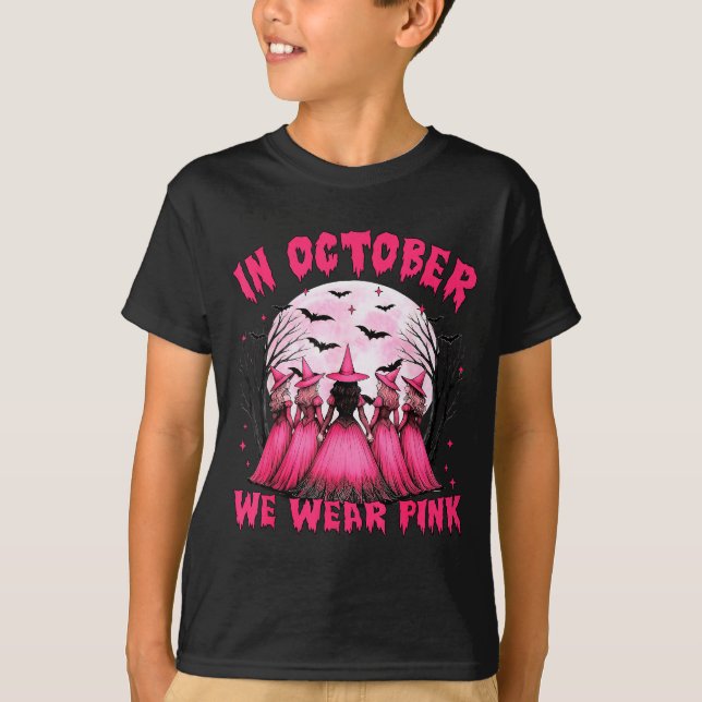 Camiseta In October We Wear Nk Witch Halloween Breast Cance (Anverso)