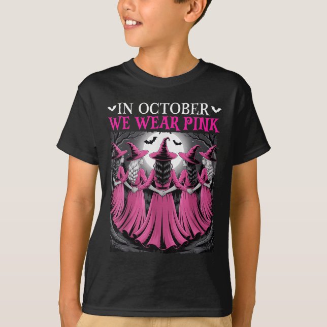 Camiseta In October We Wear Nk Witch Halloween Breast Cance (Anverso)