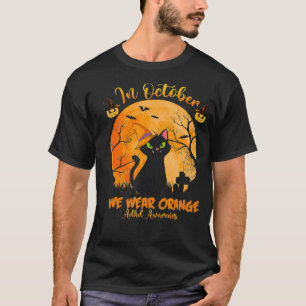 Camiseta In October We Wear Orange Black Cat ADHD