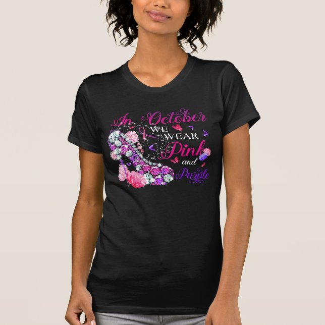 Camiseta In October we wear pink and purple breast cancer  (Anverso)