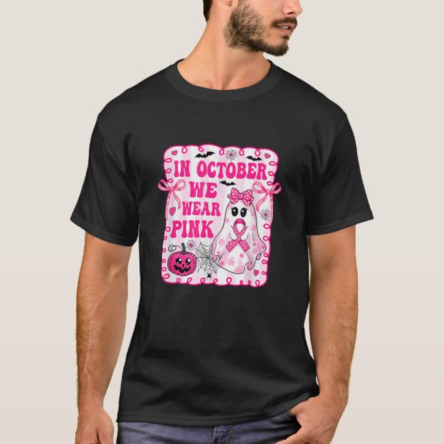 Camiseta in October We Wear Pink Coquette Breast Cancer Hal (Anverso)