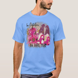 Camiseta In October We Wear Pink Gnomes Breast Cancer Aware