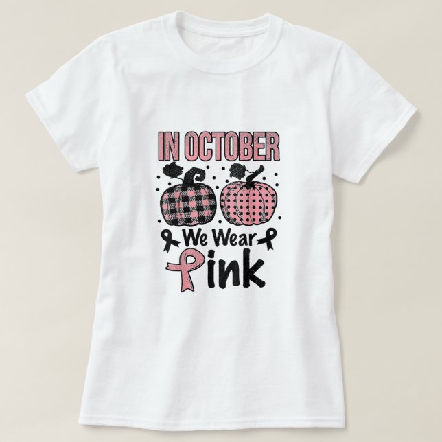 Camiseta In October we wear pink Happy Halloween Breast can (Diseño del anverso)