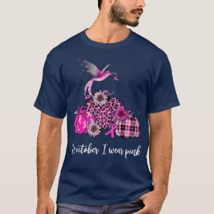 Camiseta In October We Wear Pink Leopard Hummingbird Breast